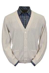 Baby Alpaca 'Links Stitch' V-Neck Cardigan Sweater in Natural Vanilla by Peru Unlimited