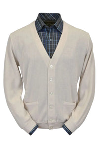 Baby Alpaca 'Links Stitch' V-Neck Cardigan Sweater in Natural Vanilla by Peru Unlimited
