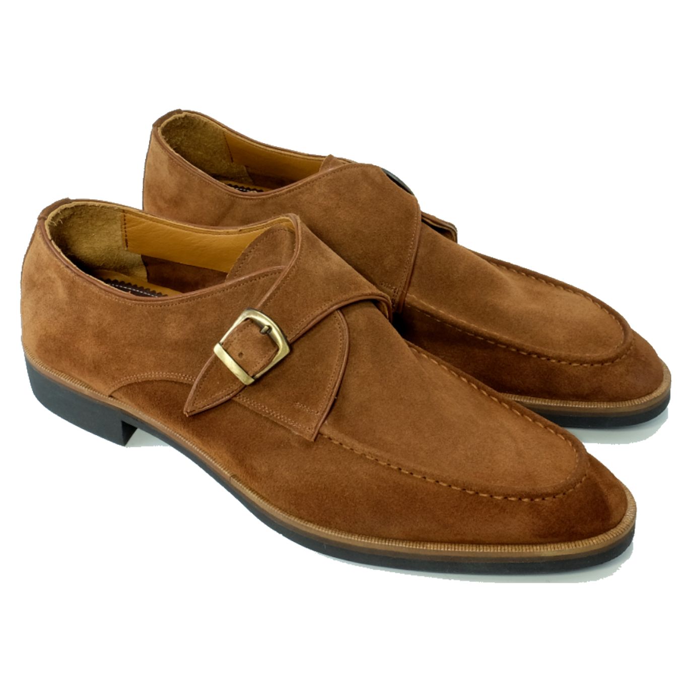 Basel Suede Monk Strap Dress Shoe in Cognac by Alan Payne  display picture 1