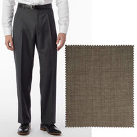 Sharkskin Super 120s Worsted Wool Comfort-EZE Trouser in Light Brown (Manchester Pleated Model) by Ballin