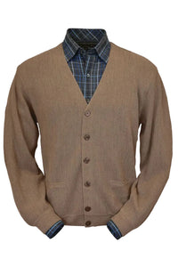 Baby Alpaca 'Links Stitch' V-Neck Cardigan Sweater in Vicuña by Peru Unlimited