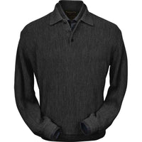Baby Alpaca 'Links Stitch' Polo Style Sweater in Charcoal Heather by Peru Unlimited