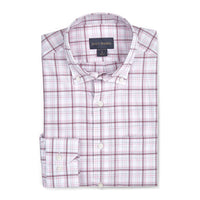 Organic Cotton Plaid Sport Shirt in Plum and White by Scott Barber