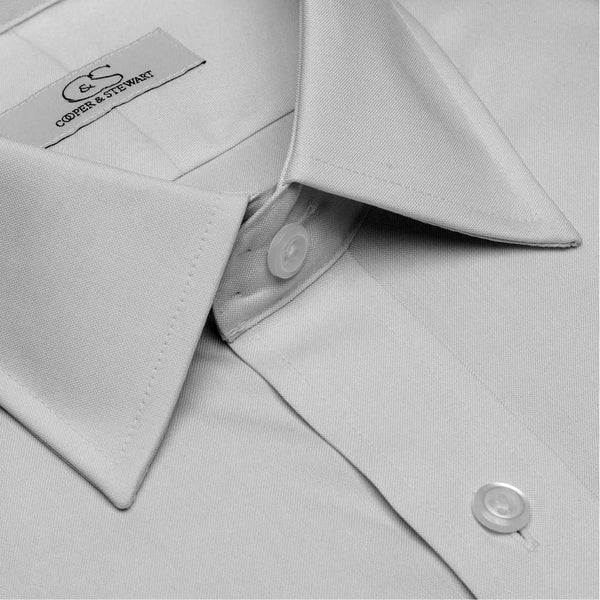 The Classic Grey - Wrinkle-Free Pinpoint Oxford Cotton Dress Shirt (Bi