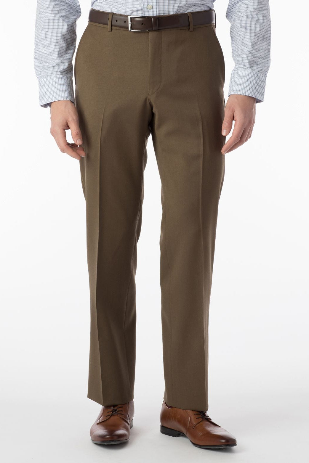 Super 120s Wool Gabardine Comfort-EZE Trouser in Saddle (Flat Front Models) by Ballin