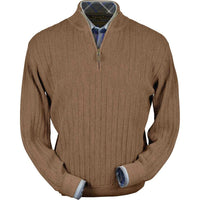 Baby Alpaca 'Links Stitch' Half-Zip Mock Neck Sweater in Vicuña by Peru Unlimited