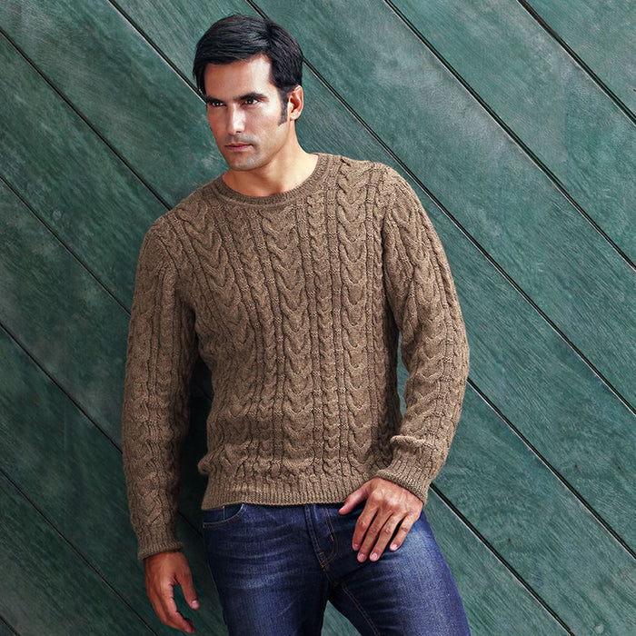 Baby Alpaca Cable Knit Crew Neck Sweater (Choice of Colors) by Peru Unlimited