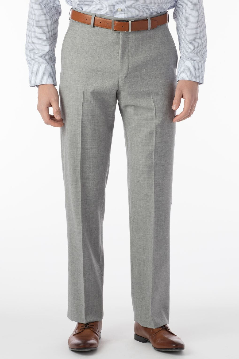 Super 120s Luxury Wool Serge Comfort-EZE Trouser in Light Grey, Size 36 (Dunhill Traditional Fit) by Ballin