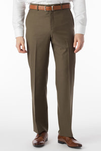 Super 120s Luxury Wool Serge Comfort-EZE Trouser in Olive (Flat Front Models) by Ballin