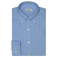The Aberdeen - Wrinkle-Free Mini Houndstooth Cotton Dress Shirt with Button-Down Collar in Blue by Cooper & Stewart