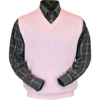 Baby Alpaca 'Links Stitch' V-Neck Sweater Vest in Soft Shell Pink by Peru Unlimited