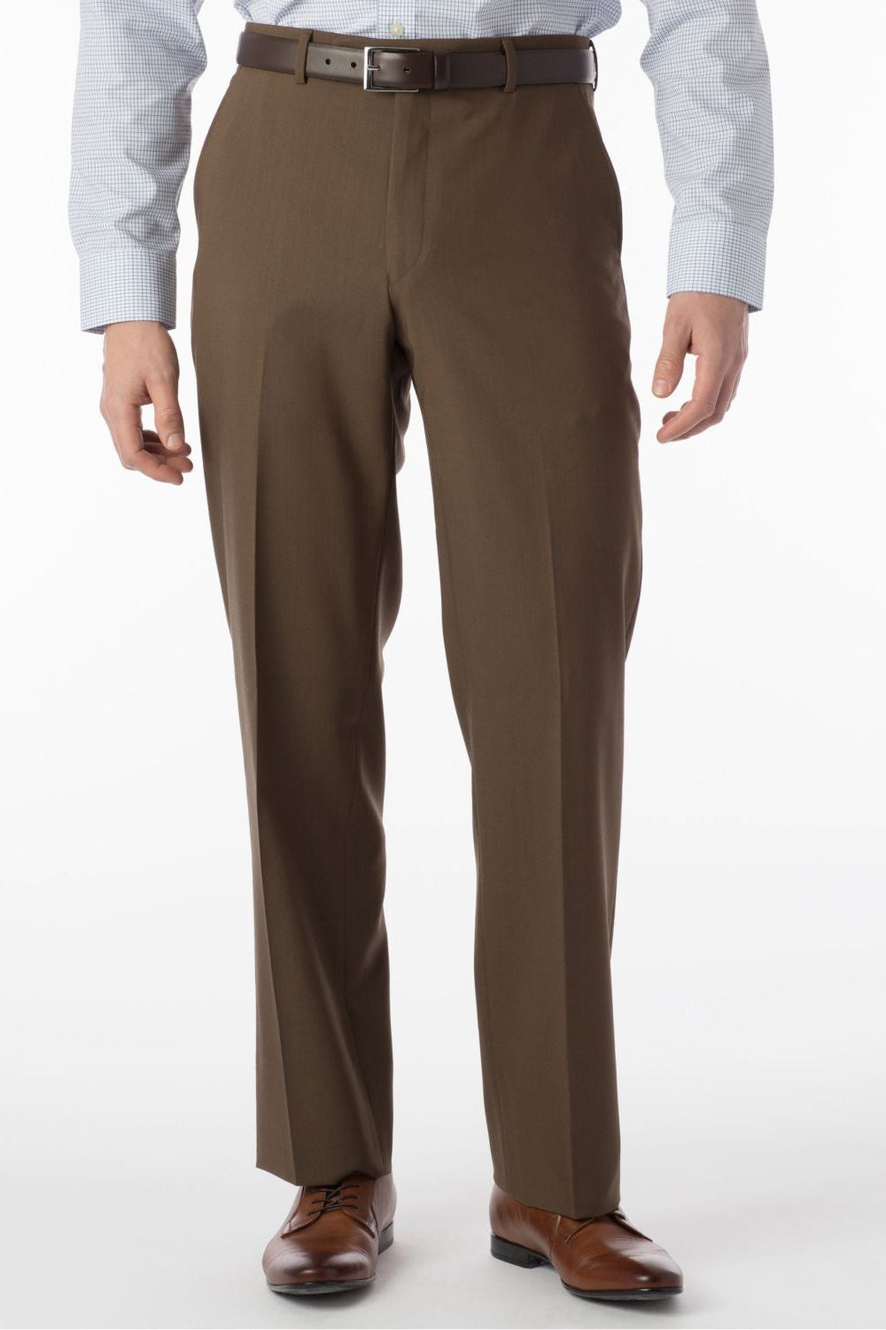 Super 120s Wool Travel Twill Comfort-EZE Trouser in Saddle (Flat Front Models) by Ballin