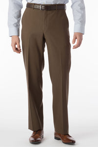 Super 120s Wool Travel Twill Comfort-EZE Trouser in Saddle (Flat Front Models) by Ballin