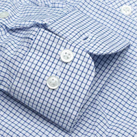 The Lenox - Wrinkle-Free Classic Check Cotton Dress Shirt with Button-Down Collar in Blue by Cooper & Stewart