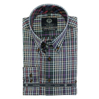 Charcoal and Multi Mini Herringbone Check Cotton Wrinkle-Free Button-Down Shirt by Viyella