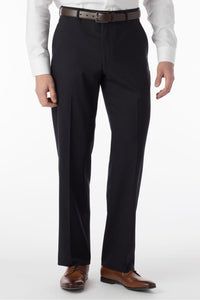 Super 120s Wool Travel Twill Comfort-EZE Trouser in Navy (Flat Front Models) by Ballin
