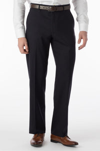 Super 120s Wool Travel Twill Comfort-EZE Trouser in Navy (Flat Front Models) by Ballin
