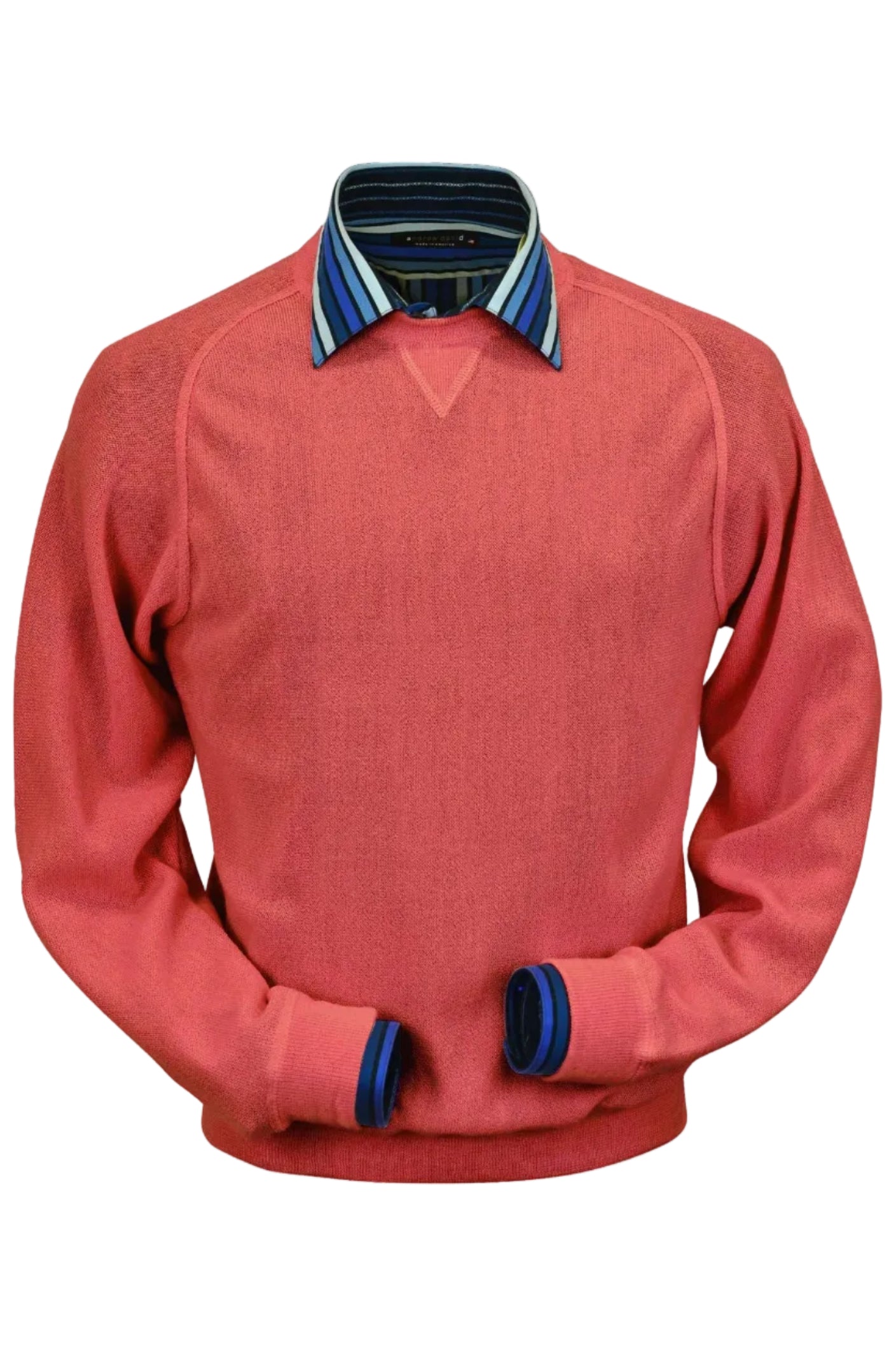 Baby Alpaca 'Links Stitch' Sweatshirt-Style Crew Neck Sweater in Cayenne Red Heather by Peru Unlimited