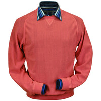 Baby Alpaca 'Links Stitch' Sweatshirt-Style Crew Neck Sweater in Cayenne Red Heather by Peru Unlimited