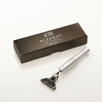 "Cheeky B'stard" Handcrafted 'Mach III' Razor in Brushed Metal by St. James of London