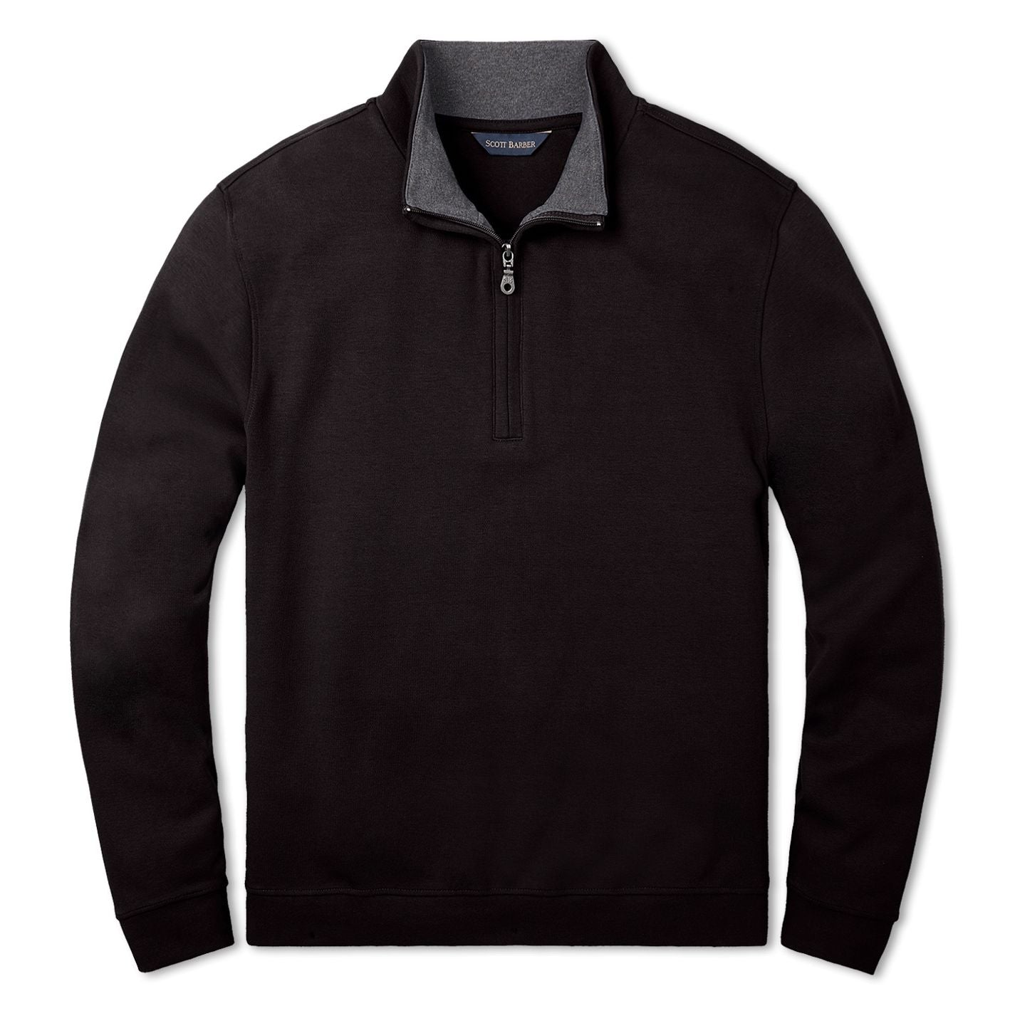 Pima Cotton Zip-Mock Sweatshirt in Black by Scott Barber