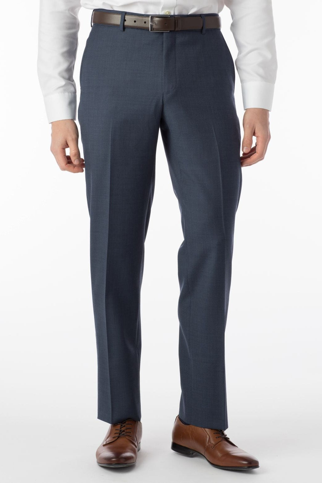 Sharkskin Super 120s Worsted Wool Comfort-EZE Trouser in New Navy, Size 31 (Dunhill Traditional Fit) by Ballin
