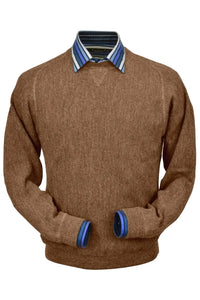 Baby Alpaca 'Links Stitch' Sweatshirt-Style Crew Neck Sweater in Vicuña by Peru Unlimited