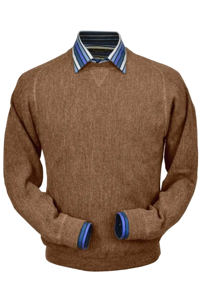 Baby Alpaca 'Links Stitch' Sweatshirt-Style Crew Neck Sweater in Vicuña by Peru Unlimited