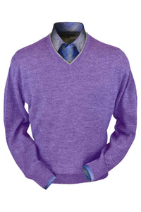 Royal Alpaca V-Neck Sweater in Lilac Heather by Peru Unlimited