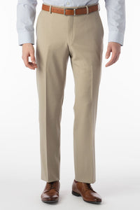 Super 120s Wool Gabardine Comfort-EZE Trouser in Oatmeal (Flat Front Models) by Ballin