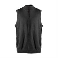 Extra Fine 'Zegna Baruffa' Merino Wool Quarter-Zip Sweater Vest in Charcoal by Viyella