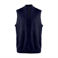 Extra Fine 'Zegna Baruffa' Merino Wool Quarter-Zip Sweater Vest in Navy by Viyella
