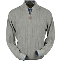 Baby Alpaca 'Links Stitch' Half-Zip Mock Neck Sweater in Silver Grey Heather by Peru Unlimited