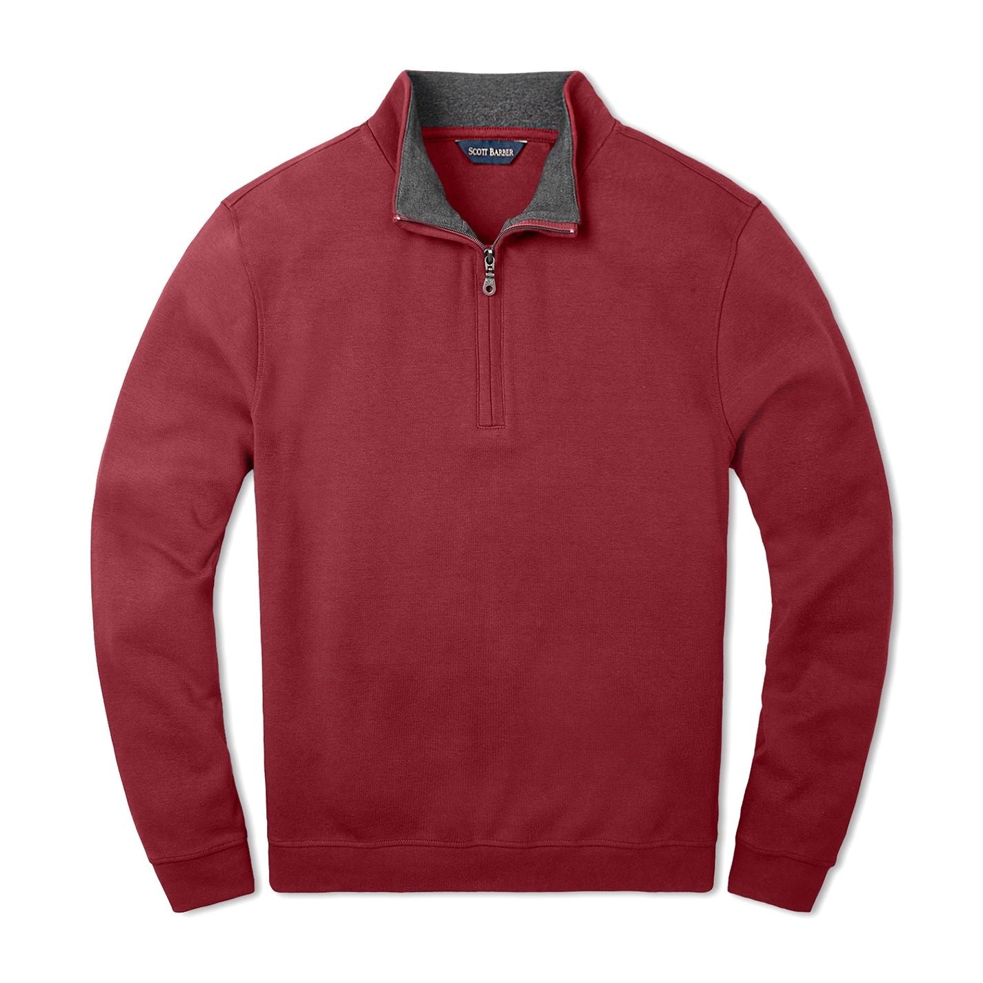 Pima Cotton Zip-Mock Sweatshirt in Burgundy by Scott Barber