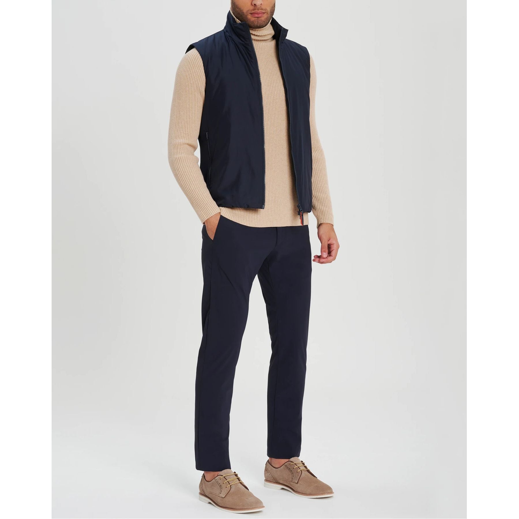 Noah Active Trousers in Navy (Trim Tapered Fit) by Zanella