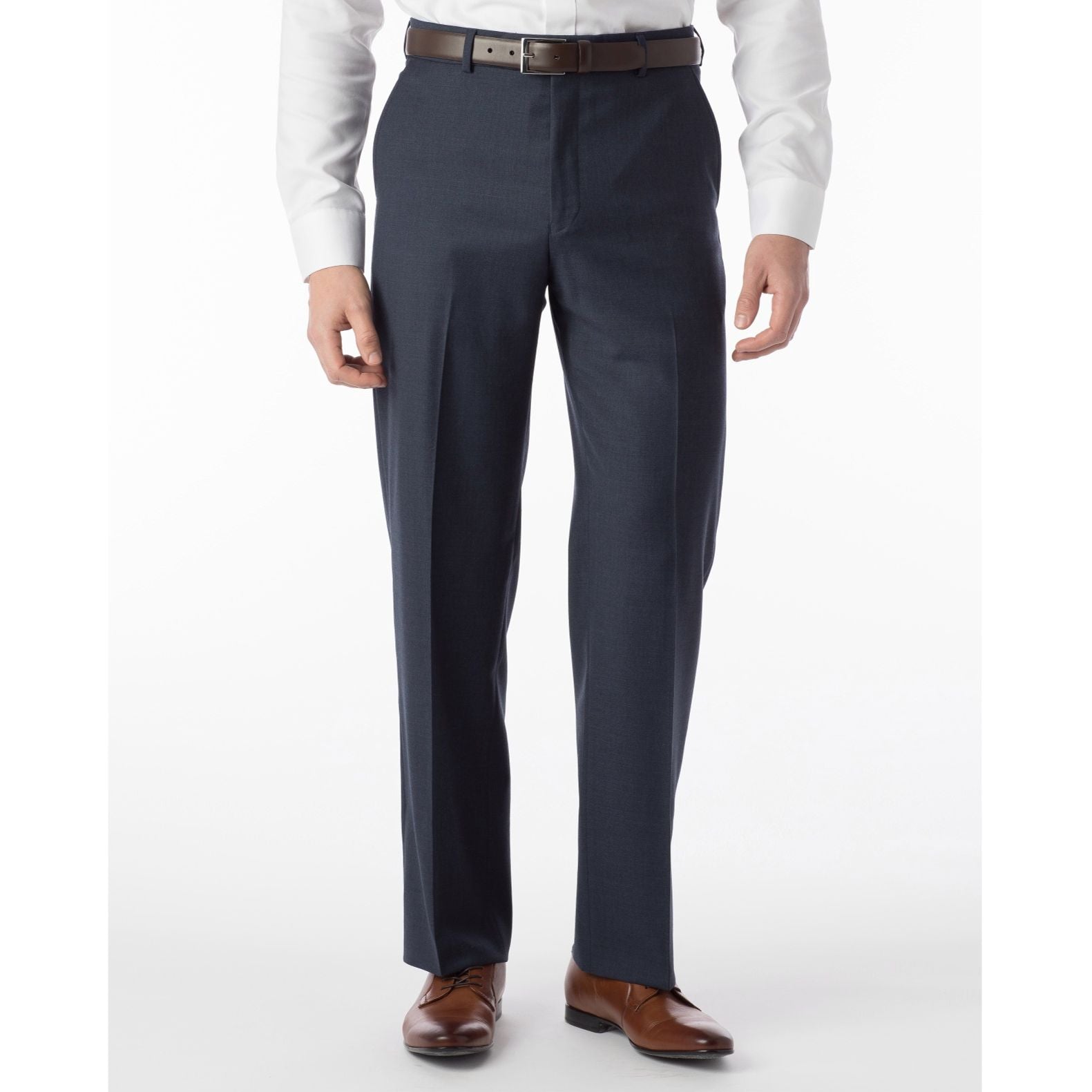 Super 120s Luxury Wool Serge Comfort-EZE Trouser in Navy Mix (Flat Front Models) by Ballin