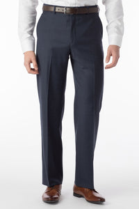 Super 120s Luxury Wool Serge Comfort-EZE Trouser in Navy Mix (Flat Front Models) by Ballin