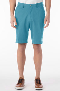 Techno-Cotton Sateen Performance Shorts in Aqua by Ballin