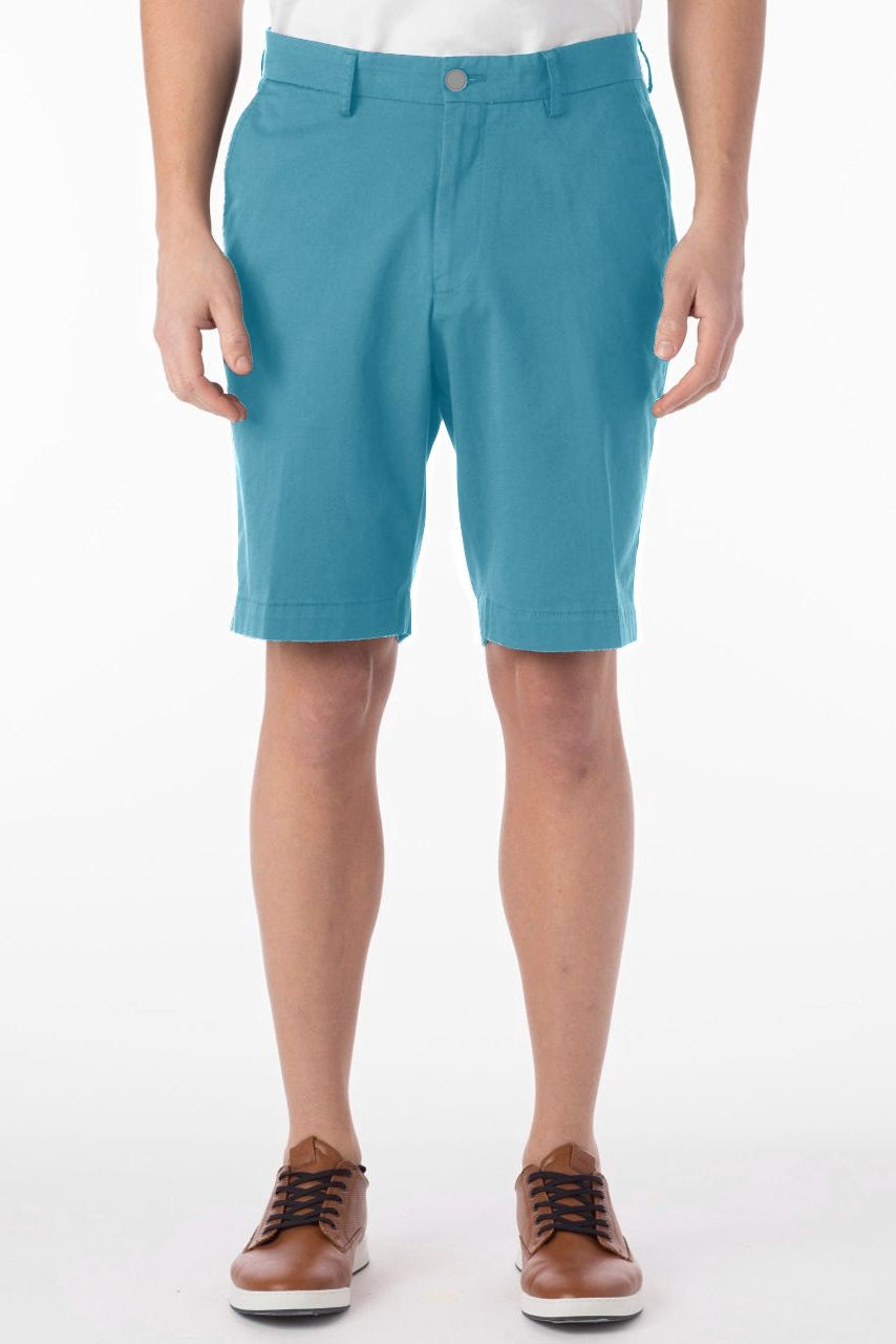 Techno-Cotton Sateen Performance Shorts in Aqua by Ballin