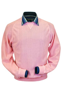 Baby Alpaca 'Links Stitch' Sweatshirt-Style Crew Neck Sweater in Pink by Peru Unlimited