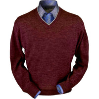 Royal Alpaca V-Neck Sweater in Wine Heather by Peru Unlimited