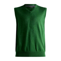 Cotton and Silk Blend V-Neck Sweater Vest in Club Green by Viyella