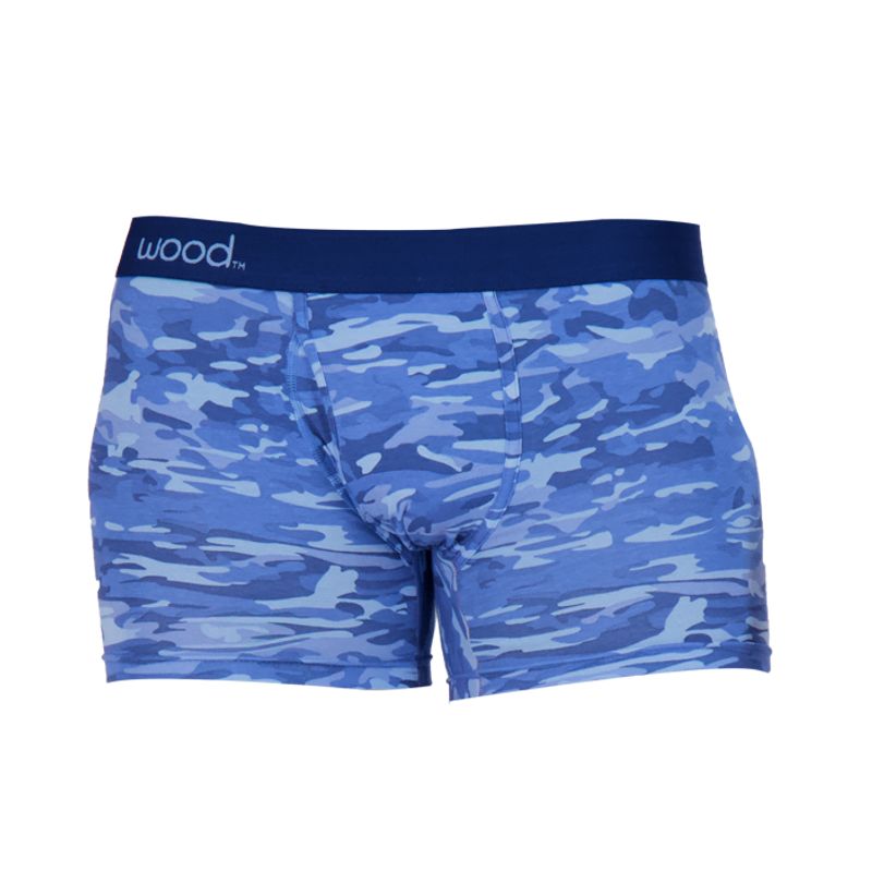 Boxer Brief w/ Fly in Blue Camo by Wood Underwear