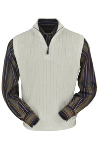 Baby Alpaca 'Links Stitch' Ribbed Zip-Neck Sweater Vest in Natural Vanilla by Peru Unlimited