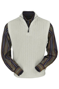 Baby Alpaca 'Links Stitch' Ribbed Zip-Neck Sweater Vest in Natural Vanilla by Peru Unlimited