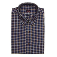 'Osvaldo' Navy, Olive, and White Plaid Long Sleeve Beyond Non-Iron® Cotton Sport Shirt by Batton