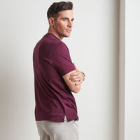 Crew Neck Peruvian Cotton Tee Shirt in Aubergine by Left Coast Tee