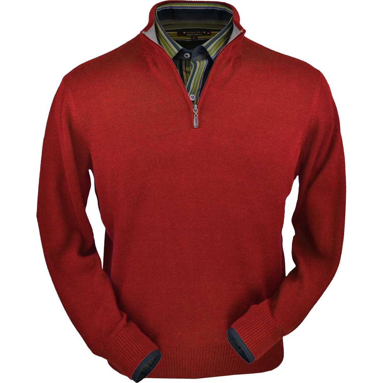 Royal Alpaca Half-Zip Mock Neck Sweater in Red by Peru Unlimited