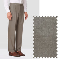 Bennett Double Pleated Super 120s Wool Flannel Trouser in Tan and Grey Mélange (Full Fit) - LIMITED EDITION by Zanella
