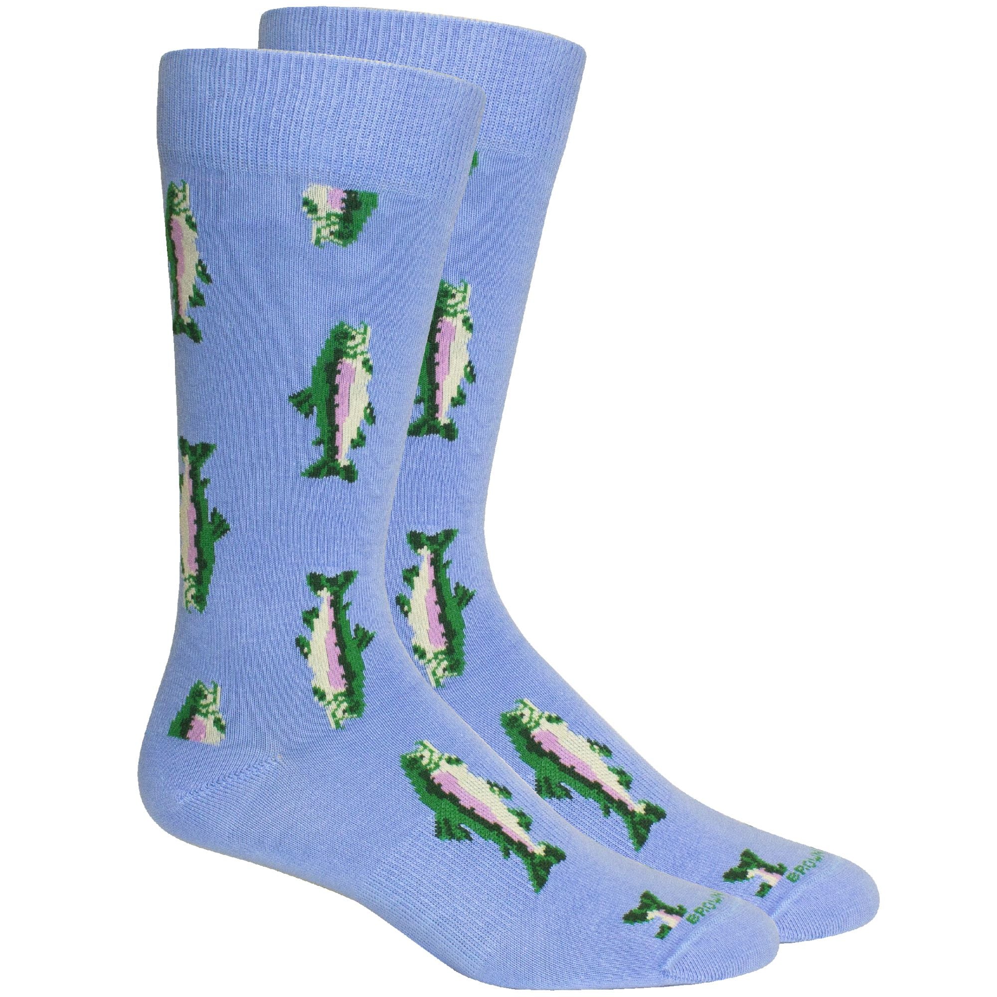 'Watauga' Trout Pattern Cotton Socks in Della Blue by Brown Dog Hosiery